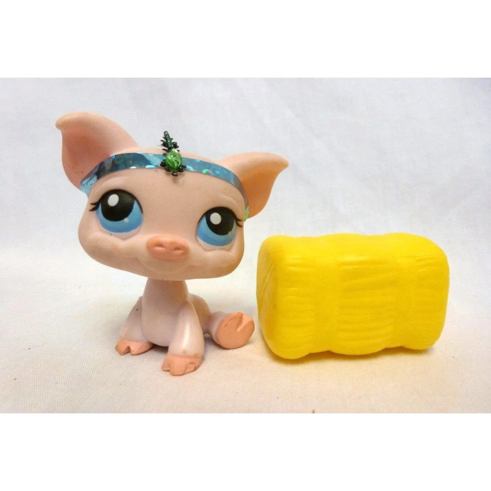 Littlest‎ Pet Shop #87 Pink Pig with Blue Eyes Pink Bow LPS